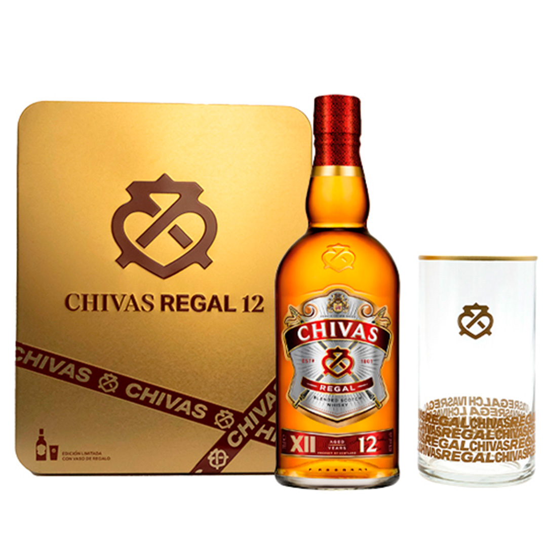 Comprar Chivas 12 con estuche metálico y vaso | Topdrinks